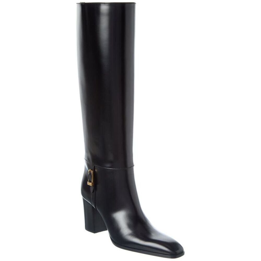 Saint Laurent Julia 70 Leather Knee-High Boot, Black